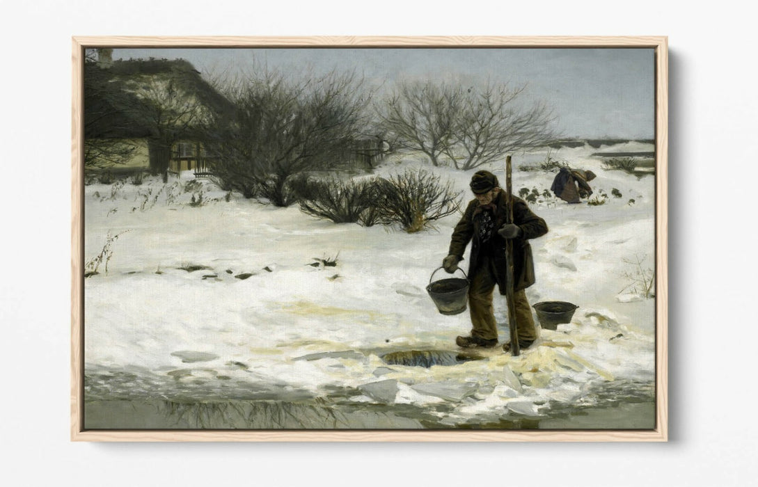 H.A BRENDEKILDE, SNOWY LANDSCAPE -FLOAT EFFECT CANVAS WALL ART PIC PRINT