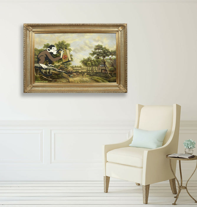 BANKSY MONKEY POISON CANVAS WALL ART PRINT ARTWORK PICTURE GRAFFITI GOLD