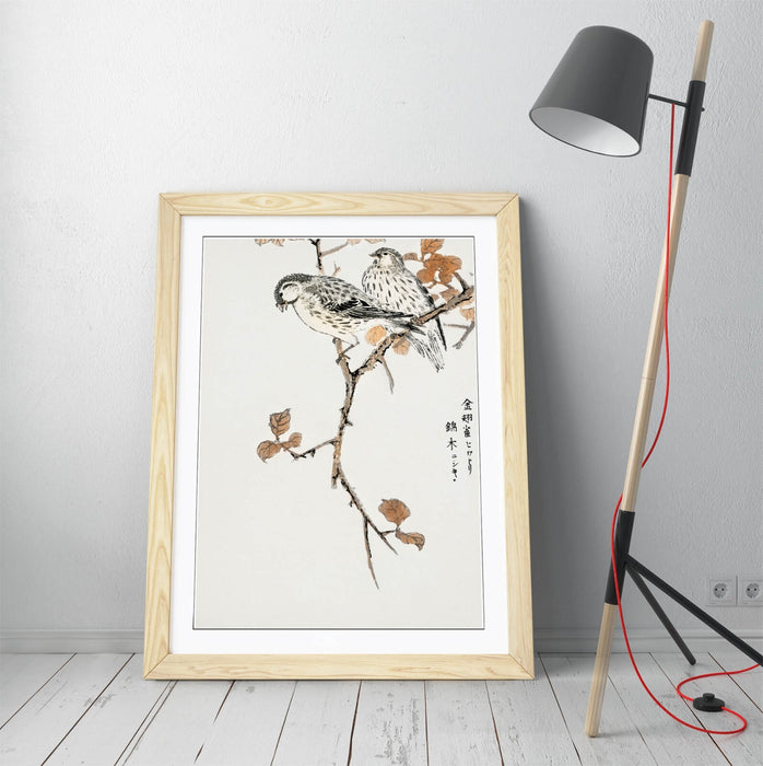 Framed Wall Art - Numata Kashu Siskin & Euonymus Alata Botanical Print Poster