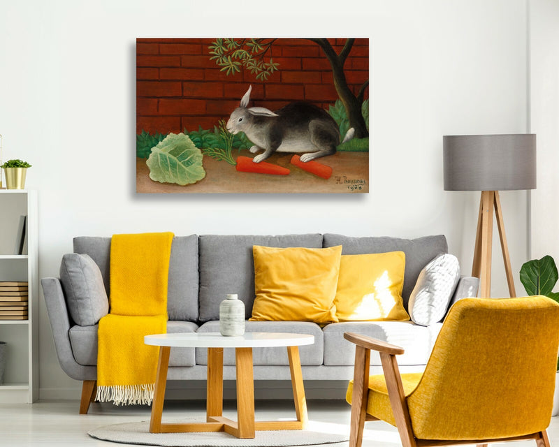 Canvas Wall Art – Framed Canvas Print The Rabbits Meal Artwork by Henri Rousseau