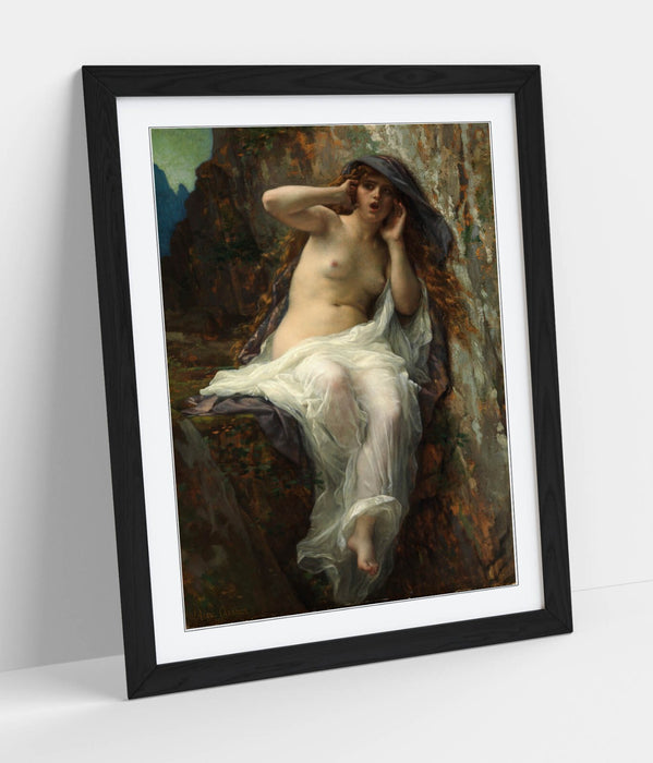 Framed Wall Art Poster - Alexandre Cabanel Echo Painting with Wood Grain Frame