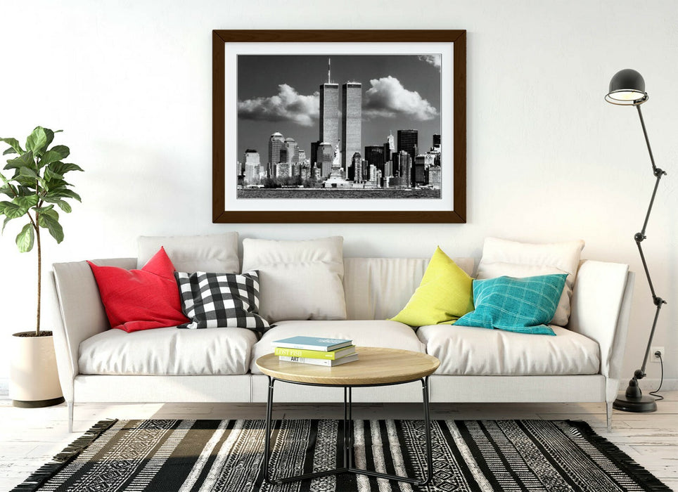 NEW YORK CITY TWIN TOWERS VINTAGE NYC -FRAMED WALL ART PICTURE PRINT POSTER