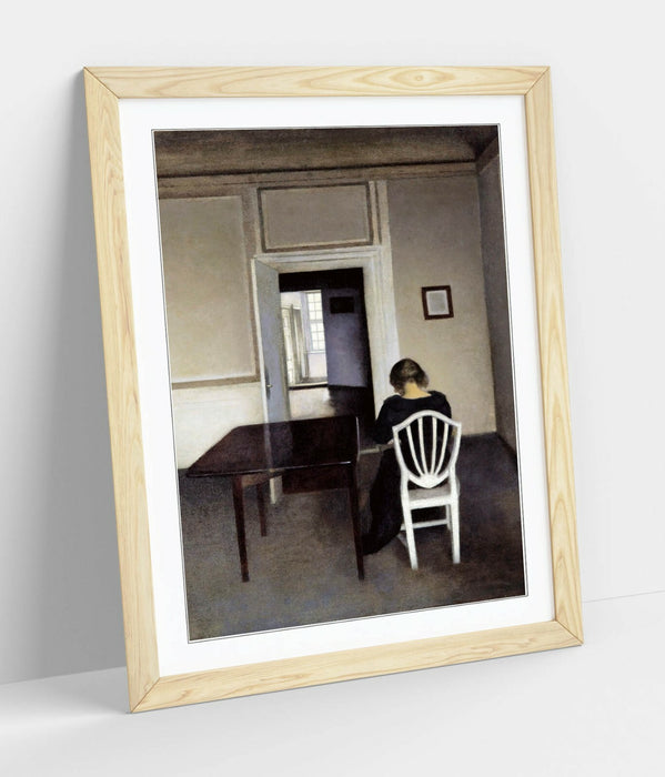 VILHELM HAMMERSHOI, INTERIOR WITH IDA -FRAMED ART PICTURE PRINT ARTWORK