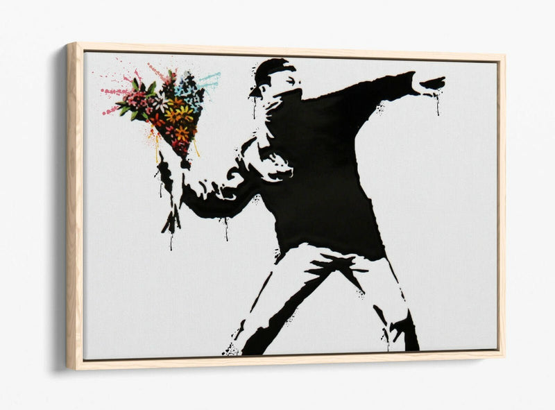 Float Effect Canvas - Banksy Flower Print | Premium Handmade UK Wall Art