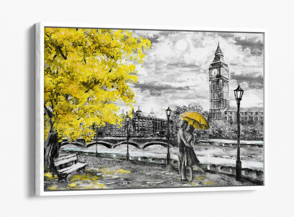 Big Ben Canvas Art - London Yellow Print | Float Effect Canvas, Ready to Hang