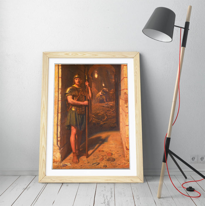 Framed Wall Art Poster - Edward John Poynter Print With Wood Grain Frame