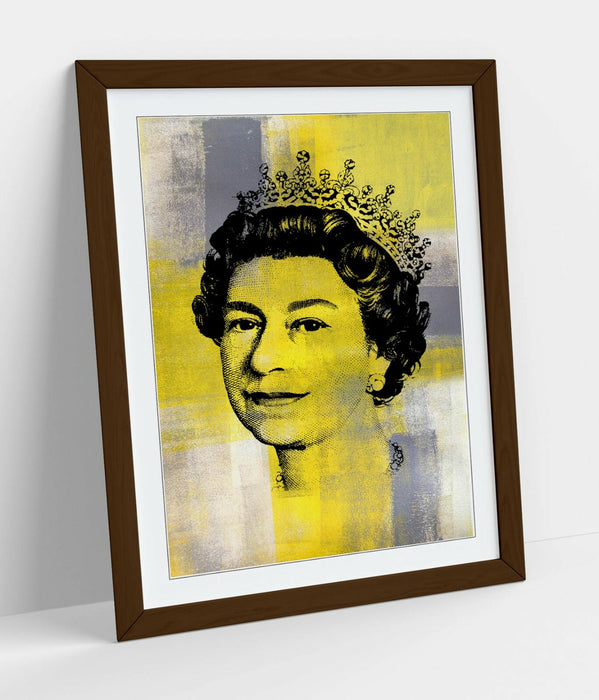 QUEEN YELLOW GREY -FRAMED ART POSTER PICTURE PRINT ARTWORK- BLACK