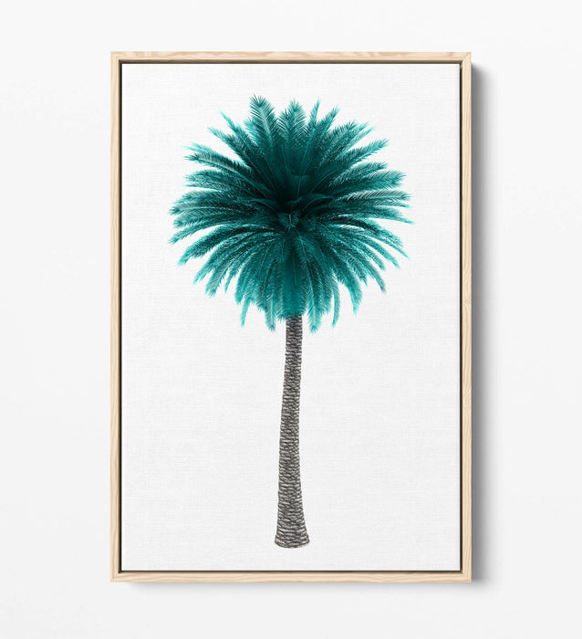 TEAL PALM TREE -FLOAT EFFECT CANVAS WALL ART PIC PRINT-