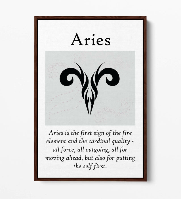 ARIES STAR SIGN ZODIAC ASTROLOGY QUOTE -FLOAT EFFECT CANVAS WALL ART PRINT