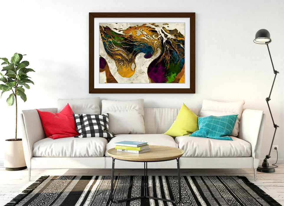 Abstract Swirl Art - Framed Wall Art With Wood Grain Frame | Bedroom Decor Prints