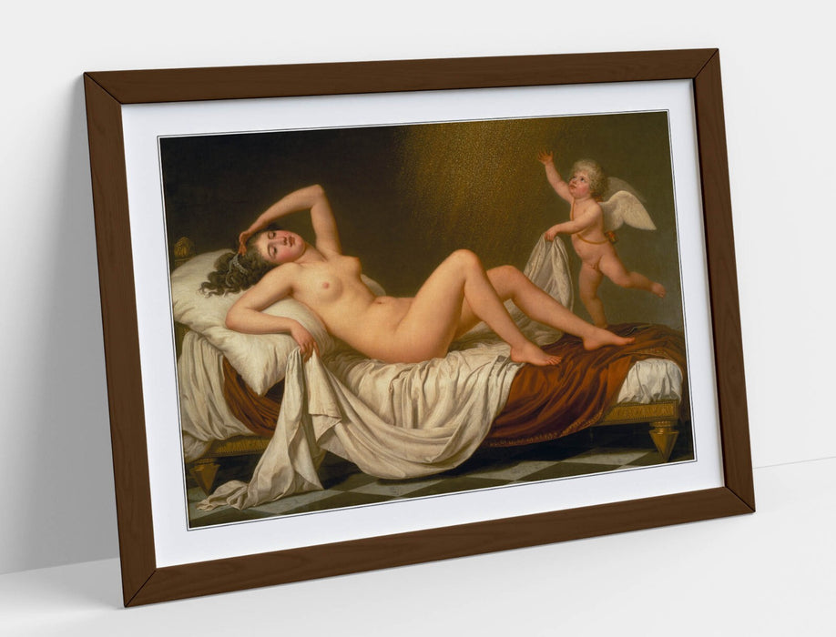 Framed Wall Art Poster – Danae Painting Print With Woodgrain Frame & Archival Ink