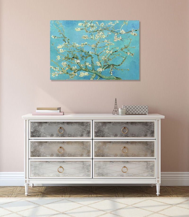 Canvas Wall Art – Vincent Van Gogh Almond Blossom Teal Framed Print 30mm Deep Frame