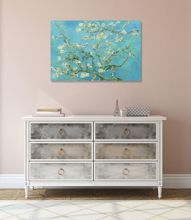 CANVAS WALL ART Vincent van Gogh Almond blossom TEAL 30MM DEEP FRAMED PRINT