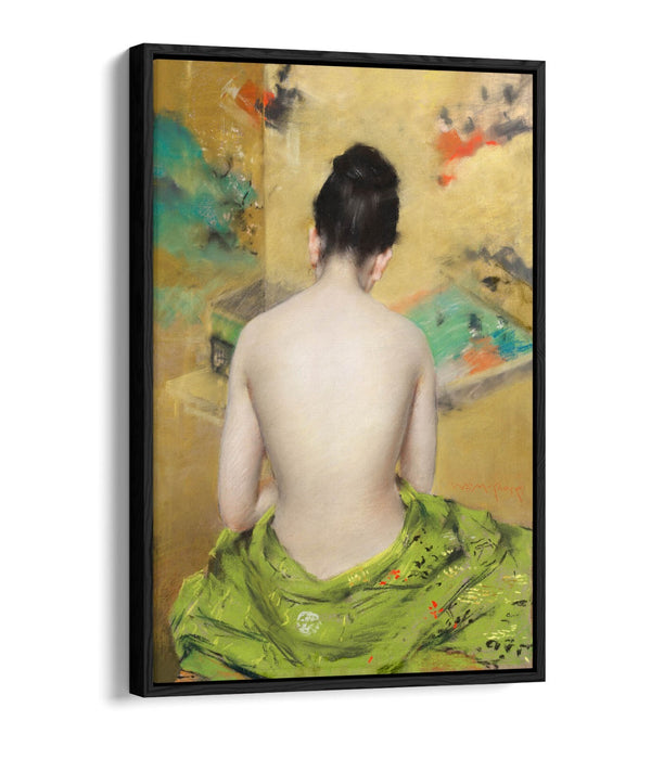 Canvas Wall Art - William Merritt Chase Japanese Woman Print With Float Effect Frame