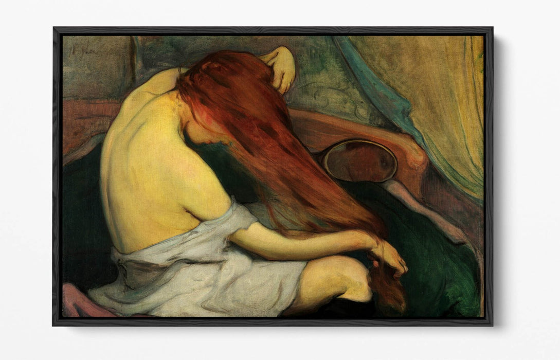 Canvas Wall Art Print - Woman Combing Hair | Float Effect Handmade Canvas Art
