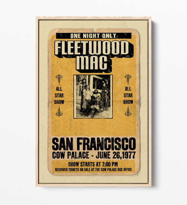 FLEETWOOD MAC VINTAGE MUSIC POSTER -FLOAT EFFECT CANVAS WALL ART PRINT