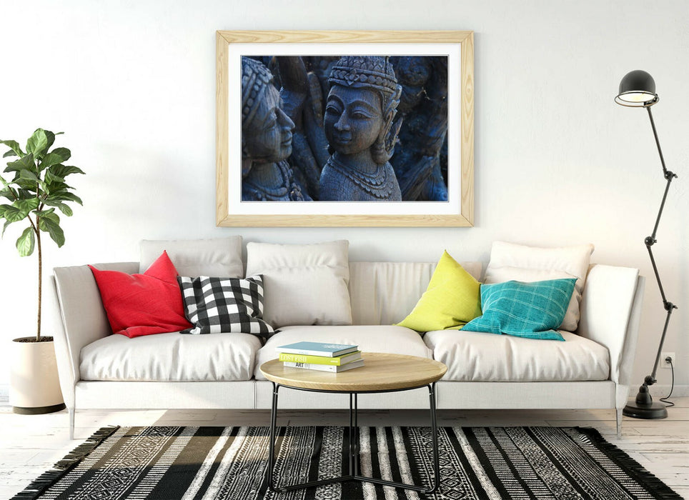 Buddha Wall Art - Grey Buddha Statue Print | Handmade Buddhist Art Decor