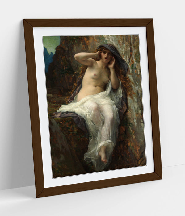 Framed Wall Art Poster - Alexandre Cabanel Echo Painting with Wood Grain Frame