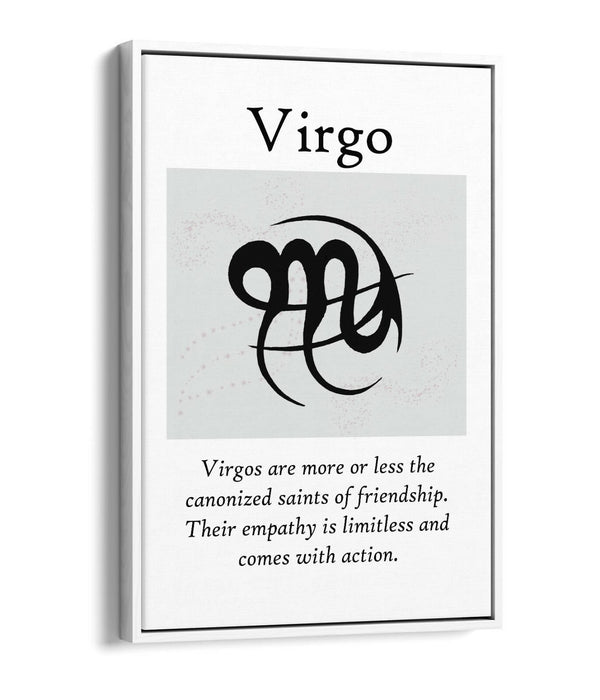 VIRGO STAR SIGN ZODIAC ASTROLOGY QUOTE -FLOAT EFFECT CANVAS WALL ART PRINT