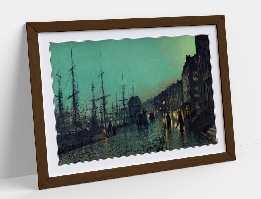 Framed Art Poster - John Atkinson Grimshaw Shipping on the Clyde, Matte Paper Print
