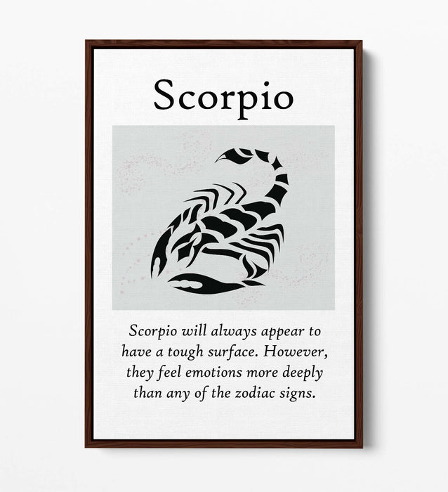 SCORPIO STAR SIGN ZODIAC ASTROLOGY QUOTE -FLOAT EFFECT CANVAS WALL ART PRINT