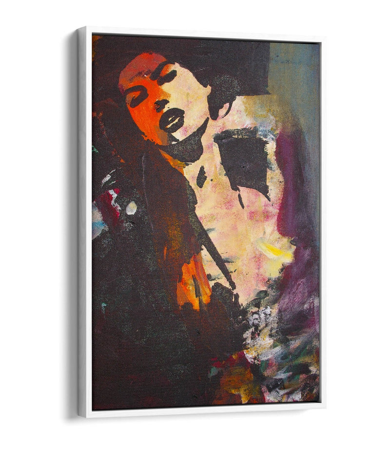 Abstract Graffiti Canvas - Multicolour Woman Urban Art Print | Float Effect Frame