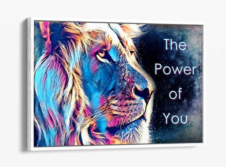 PURPLE BLUE LION SKETCH MOTIVATIONAL QUOTE -FLOAT EFFECT CANVAS WALL ART PRINT