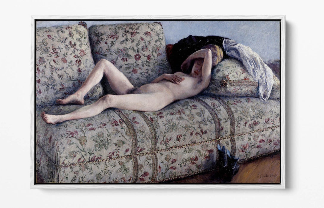 Canvas Wall Art | Nude On Couch By Gustave Caillebotte | Handmade UK Float Effect