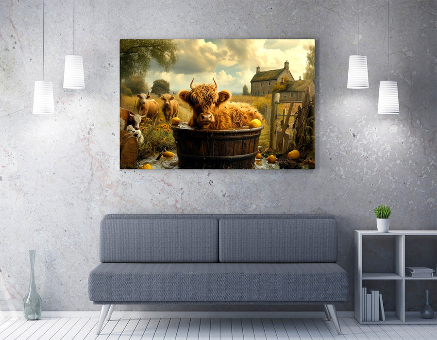 Highland Cow Canvas – Handmade Canvas Wall Art With Premium Varnish Finish