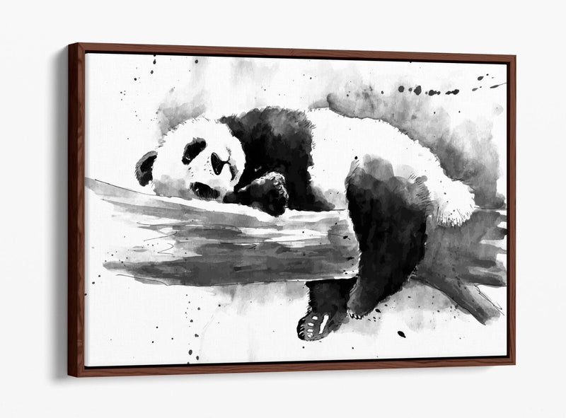 Panda Canvas Wall Art – Black and White Float Effect Canvas Print with 30mm Deep Frame
