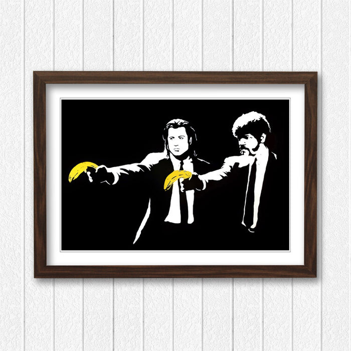 BANKSY STYLE PULP FICTION BANANA FRAMED STREET ART POSTER PICTURE PRINT 4 SIZES