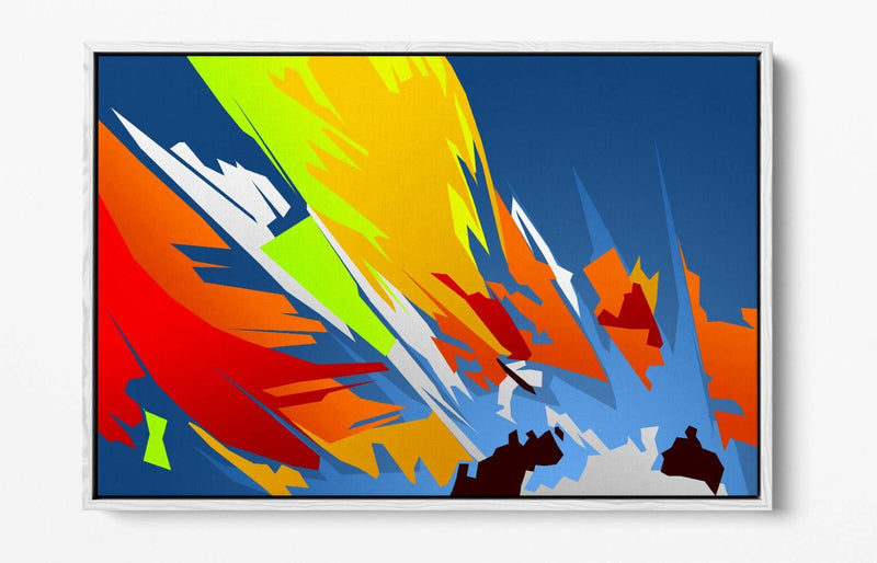 Canvas Wall Art – Multi Colour Abstract Shapes With Float Effect Frame