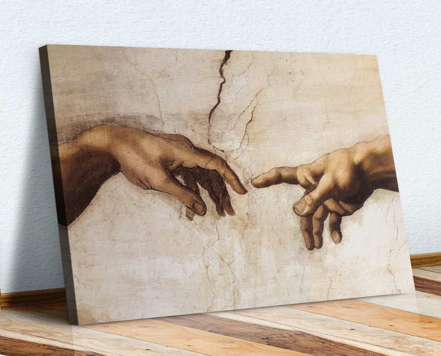 Michaelangelo Canvas Art - Creation of Adam Print | 30mm Deep Framed Wall Art
