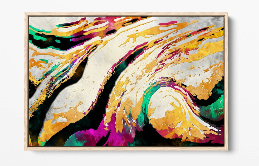 Canvas Wall Art - Multi Colour Abstract Bedroom Print | Float Effect Frame