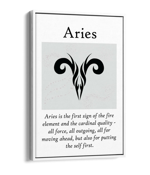 ARIES STAR SIGN ZODIAC ASTROLOGY QUOTE -FLOAT EFFECT CANVAS WALL ART PRINT