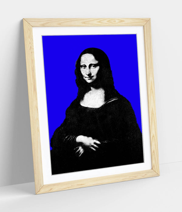 MONA LISA DA VINCI POP ART BLUE BACKGROUND -FRAMED WALL ART PICTURE PRINT