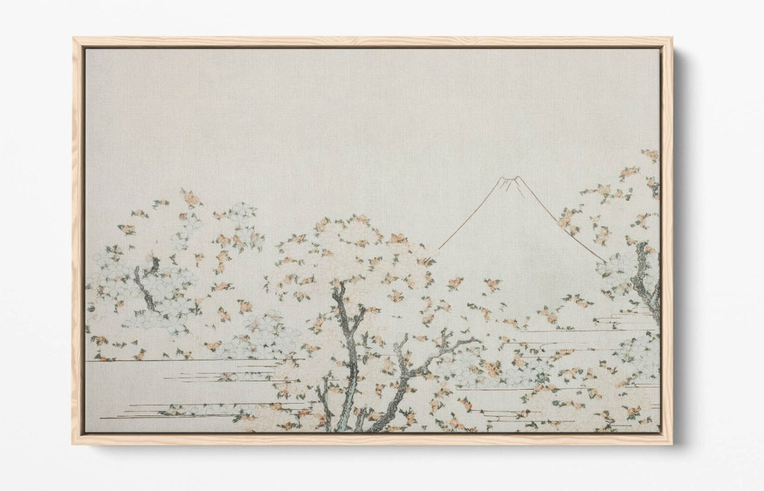 Float Effect Canvas Art – Mount Fuji Artwork With Japanese Cherry Trees Print | Handmade UK Canvas