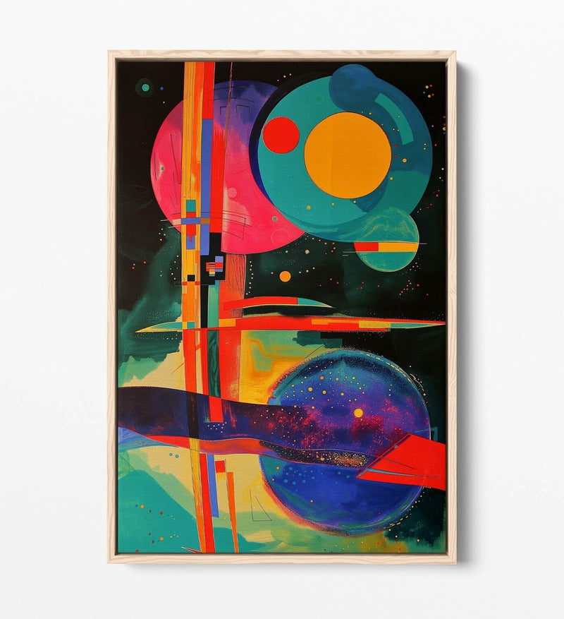 Abstract Canvas Art – Multi Colour Sci Fi Wall Decor With Float Effect Frame