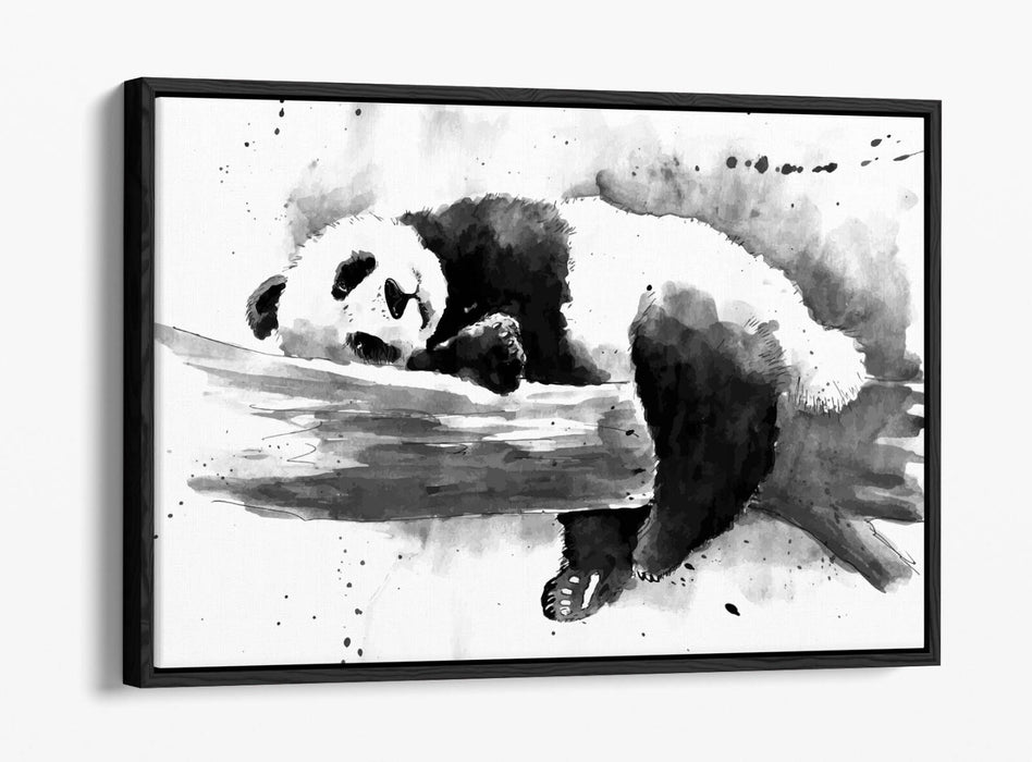 Panda Canvas Wall Art – Black and White Float Effect Canvas Print with 30mm Deep Frame