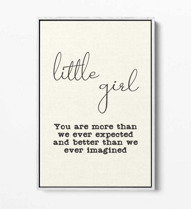 "LITTLE GIRL" NURSERY BABY ROOM QUOTE SLOGAN -FLOAT EFFECT CANVAS WALL ART PRINT