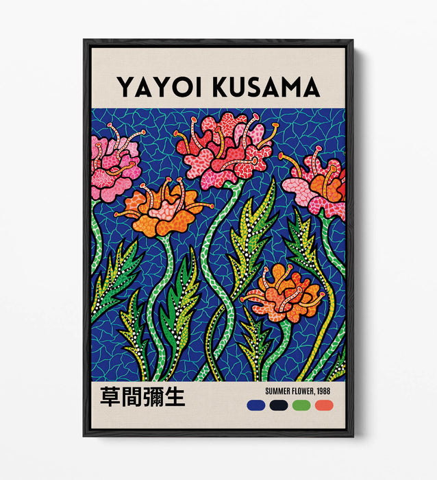 YAYOI KUSAMA FLOWERS FLORAL CONTEMPORARY DECOR FLOAT EFFECT CANVAS ART PRINT