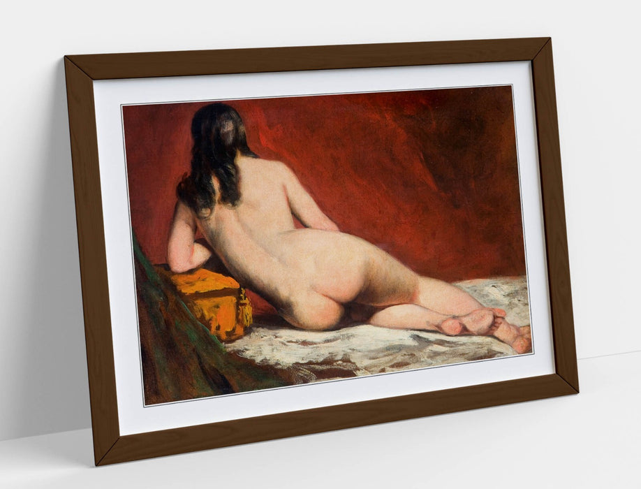 Framed Wall Art Poster - William Etty Nude Study Print With Woodgrain Frame