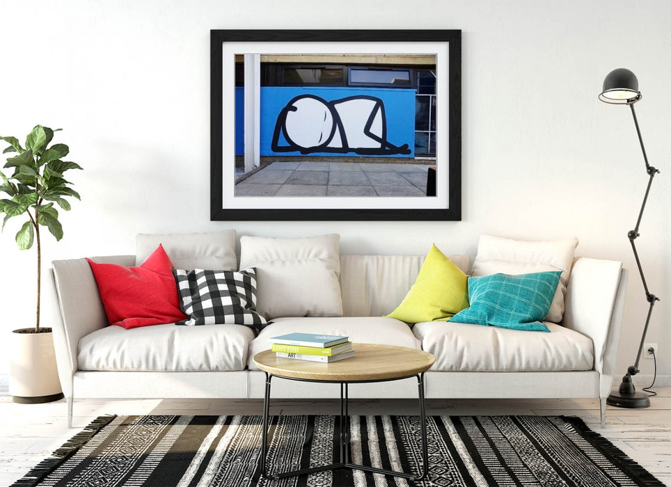 Framed Wall Art – Stik Sleeping Stick Man Poster | Urban Street Art Decor