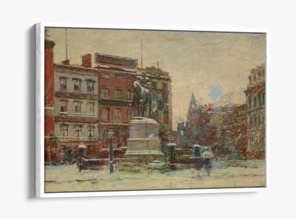 THEODORE ROBINSON, UNION SQUARE WINTER -FLOAT EFFECT CANVAS WALL ART PIC PRINT
