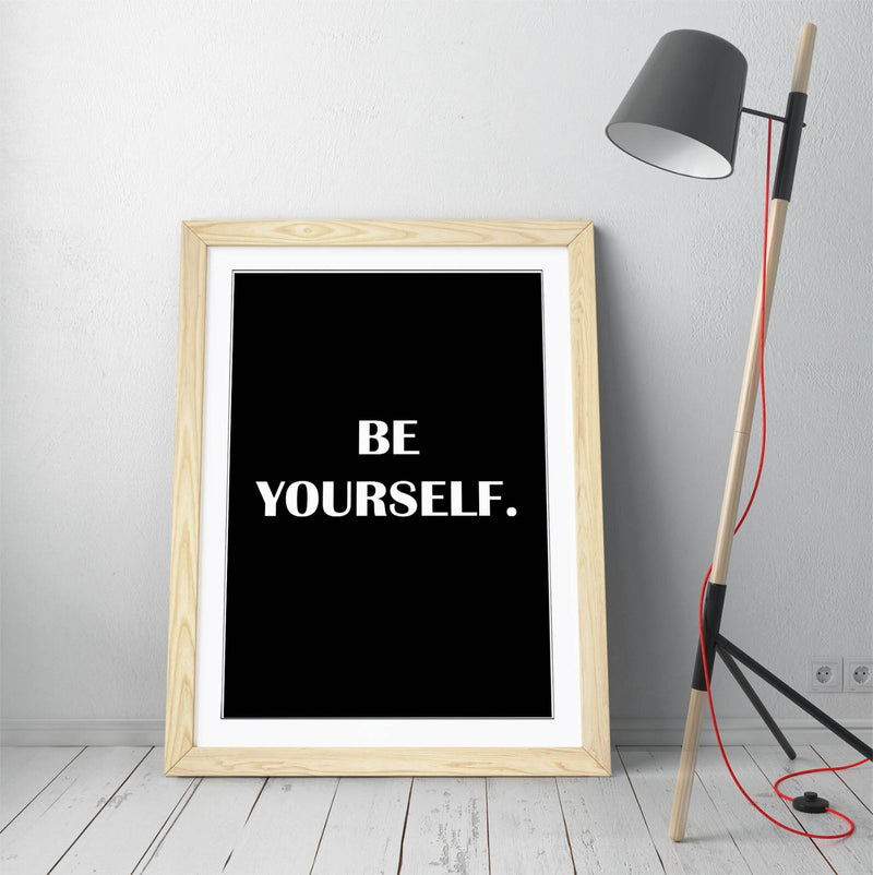 Framed Wall Art - Motivational Quote Print With Wood Grain Frame & Matte Poster