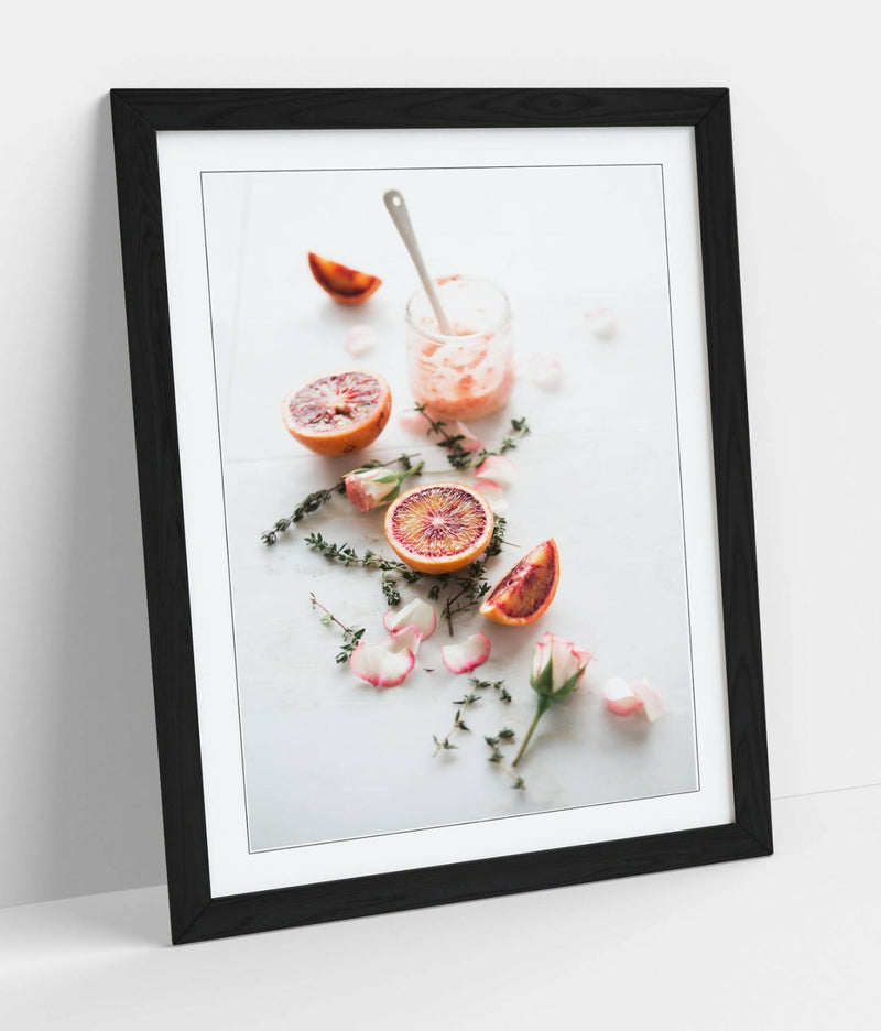 Blood Orange Poster - Fruit Drink Art | Kitchen Wall Decor Framed Print