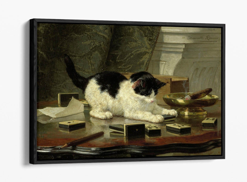 Float Effect Canvas Art - Handmade Kitten Canvas Print With Premium Float Frame