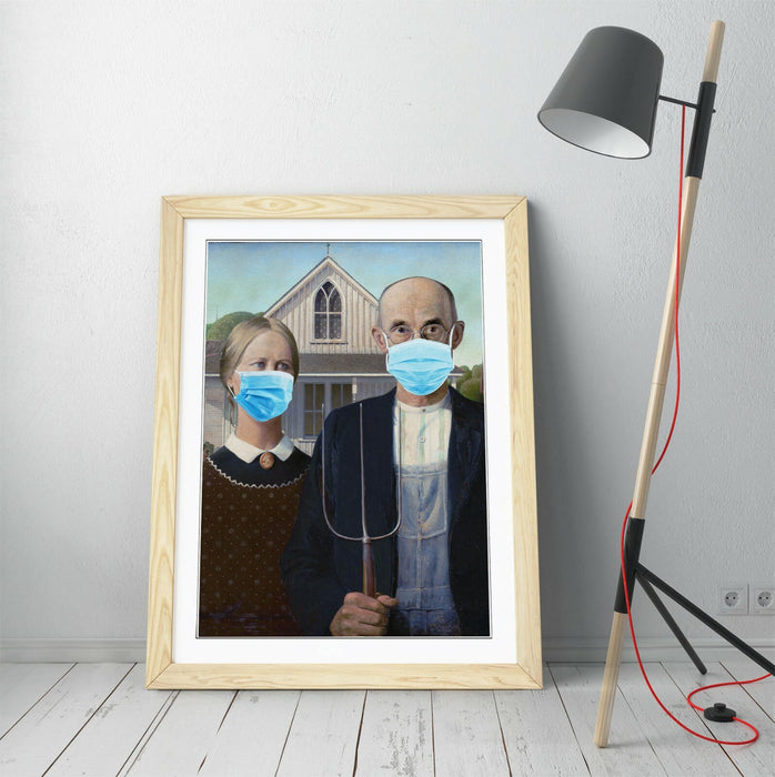 Banksy Framed Poster - American Gothic Wall Art Print, Handmade Matte Finish Art