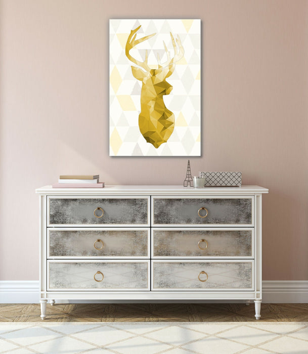 Stag Head Canvas Art – Geometric Wall Print With Premium Varnish Finish