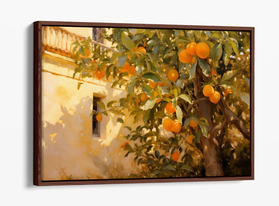 Impressionist Canvas Art – Orange Tree Artwork with Float Frame Canvas Print